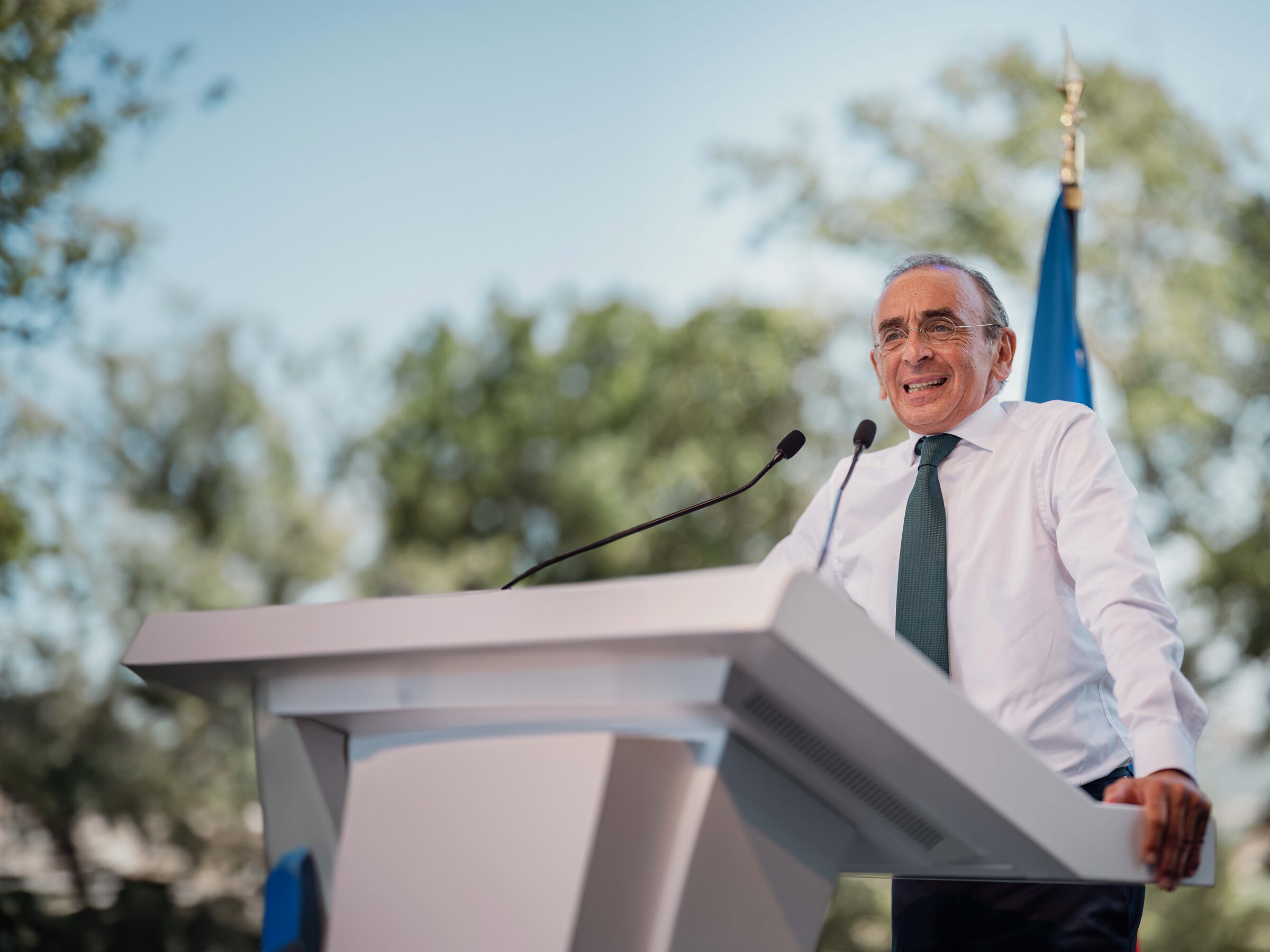Éric Zemmour à la tribune lors de l’université d’été de Reconquête